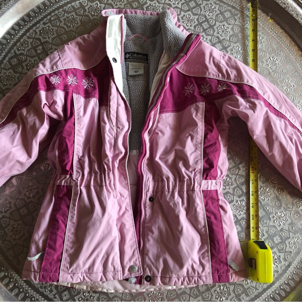 Columbia fleece ski jacket pale pink